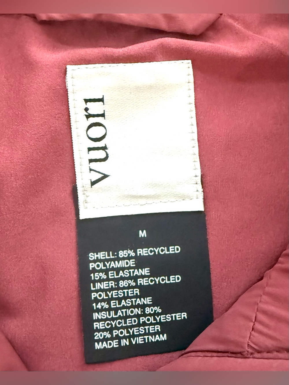 Vuori Canyon Insulated Vest Cerise red brown NWT Size M Lightweight Puffer - Picture 9 of 9